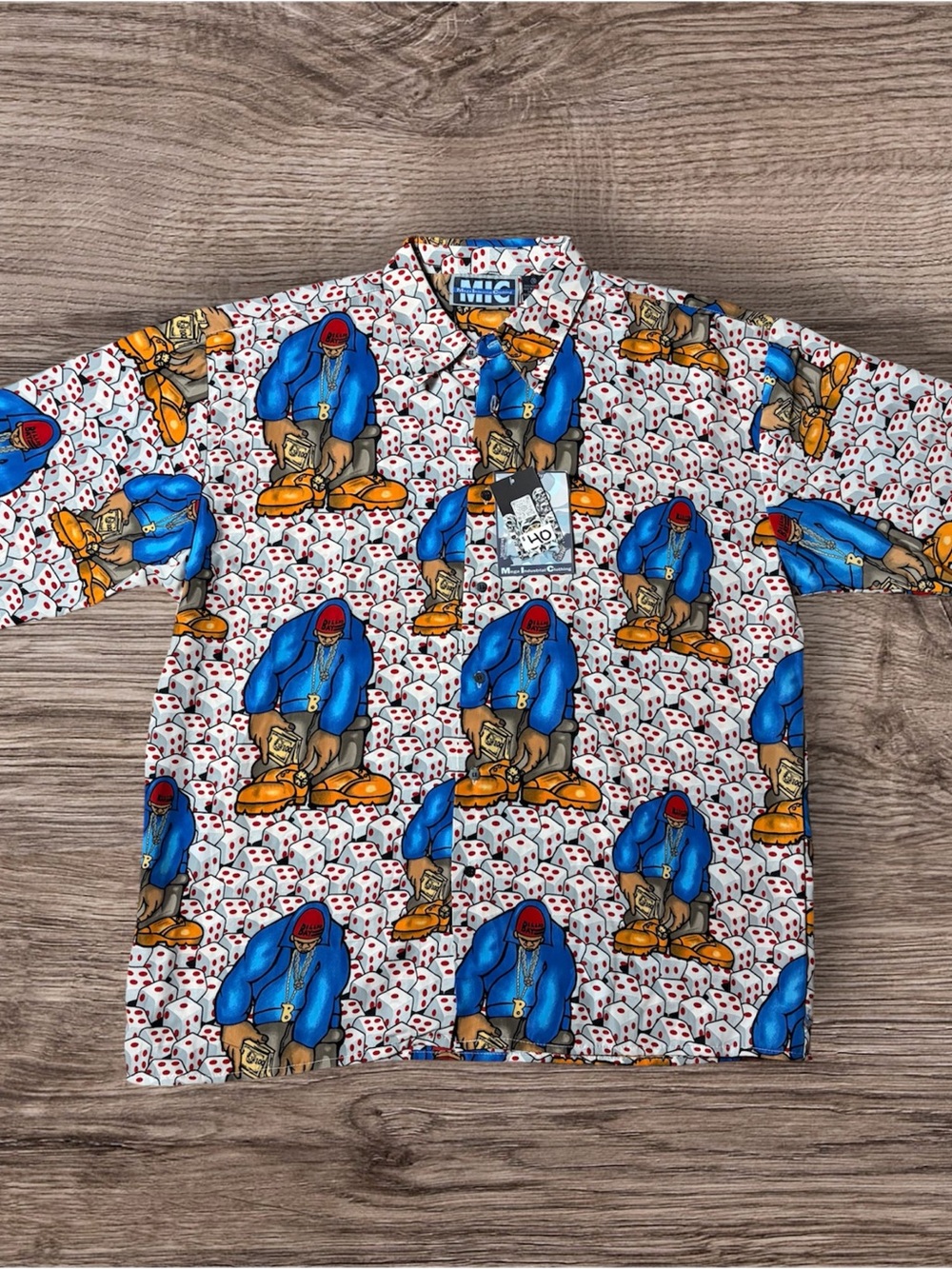 Mic Men's Short-Sleeve Button-Down Shirt in Blue Graphic Print